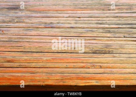Natural  wooden table empty thick board rustic style Stock Photo