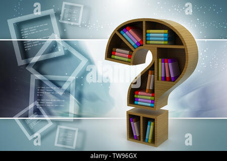 Book shelf in the model of question mark Stock Photo
