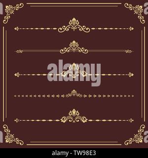 Vintage Set of Vector Horizontal Golden Elements Stock Vector