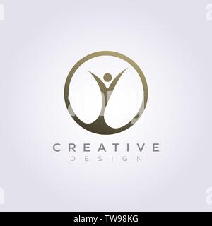 Happy People Celebrate Template Design Company Logo Vector Symbol Icon. Stock Vector