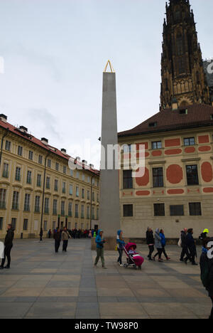 The Prague Castle Obelisk (or Mrákotínský monolit / Mrákotín Monolith) in Prague, Czech Republic Stock Photo