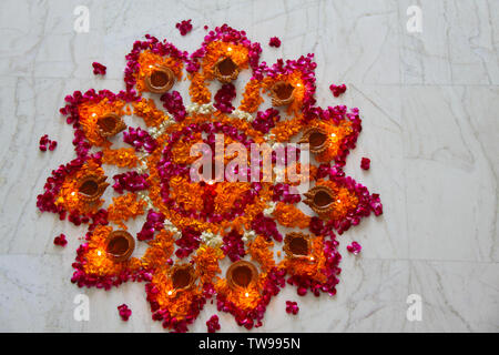 High angle view of a colorful rangoli Stock Photo