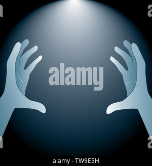 technology hands holding and lighting background Stock Photo