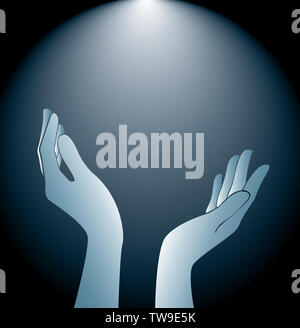 technology hands holding and lighting background Stock Photo