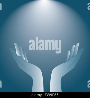 technology hands holding and lighting background Stock Photo