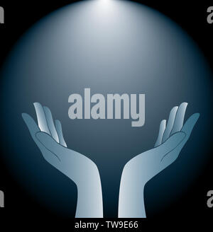 technology hands holding and lighting background Stock Photo