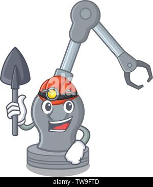 Miner robotic arm machine in the mascot Stock Vector