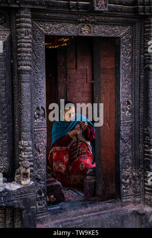 Pashupatinath temple complex in Kathmandu, Nepal.  Bodies of the dead are burnt at this Hindu temple. Stock Photo