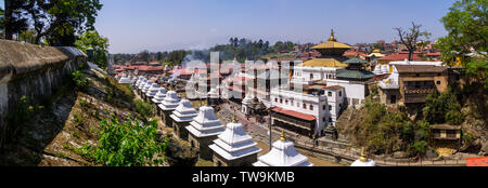 Pashupatinath temple complex in Kathmandu, Nepal.  Bodies of the dead are burnt at this Hindu temple. Stock Photo