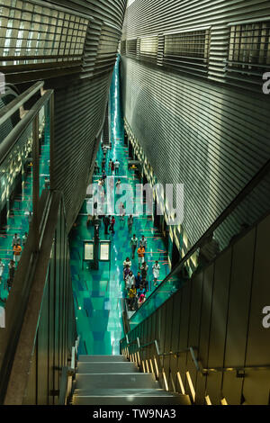 Singapore-16 AUG 2017:Singapore stadium subway mrt station inside aerial view Stock Photo