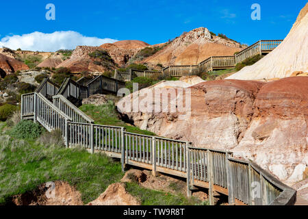 The iconic rock formations and boardwalk at Sugarloaf rock Hallett Cove South Australia on 19th June 2019 Stock Photo