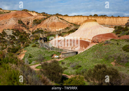 The iconic rock formations and boardwalk at Sugarloaf rock Hallett Cove South Australia on 19th June 2019 Stock Photo