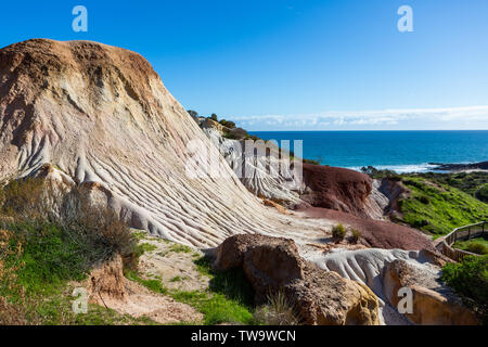 The iconic rock formations and boardwalk at Sugarloaf rock Hallett Cove South Australia on 19th June 2019 Stock Photo