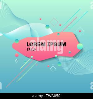 Abstract bright background with dynamic lines waves and circle in a minimal style. Vector illustration Stock Vector