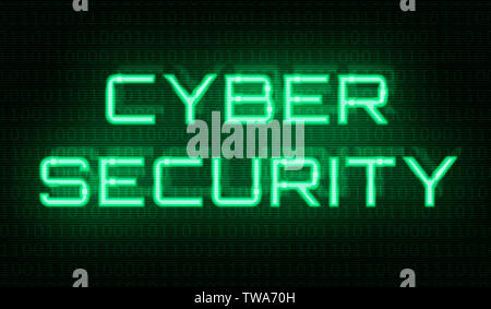 Binary code with the words Cyber security in the center Stock Photo