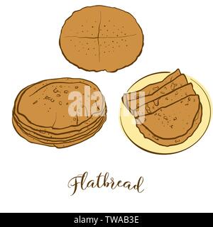 Colored drawing of Focaccia bread. Vector illustration of Yeast bread ...
