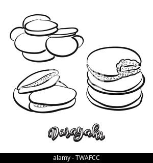 Dorayaki food sketch on chalkboard. Vector drawing of Pancake, usually known in Japan. Food illustration series. Stock Vector