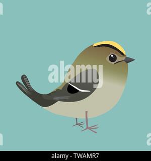 A gold crest cartoon illustration on a green background Stock Vector