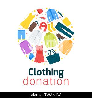 Used Clothing Donation Banner Poster Calligraphy Lettering Social  Humanitarian Aid And Charity Vector Design Elements Stock Illustration -  Download Image Now - iStock