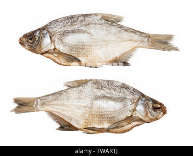 Smoked bream fishes with hooks in neck isolated on white background Stock  Photo - Alamy