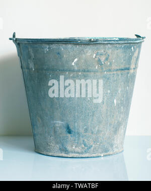 The Zinked Iron Grunge Bucket, Empty Galvanized Metal Bucket Stock Photo