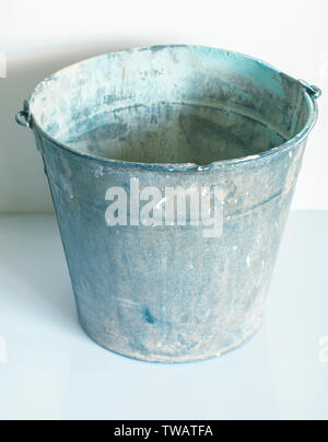 The Zinked Iron Grunge Bucket, Empty Galvanized Metal Bucket Stock Photo