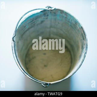 The Zinked Iron Grunge Bucket, Empty Galvanized Metal Bucket Stock Photo