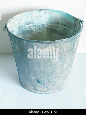 The Zinked Iron Grunge Bucket, Empty Galvanized Metal Bucket Stock Photo