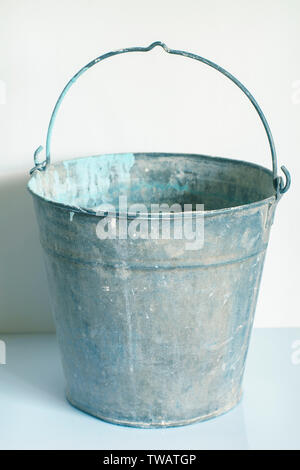 The Zinked Iron Grunge Bucket, Empty Galvanized Metal Bucket Stock Photo