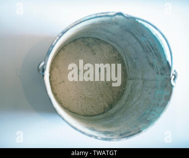 The Zinked Iron Grunge Bucket, Empty Galvanized Metal Bucket Stock Photo