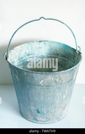 The Zinked Iron Grunge Bucket, Empty Galvanized Metal Bucket Stock Photo