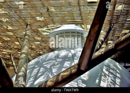 Singapore - May 15 2019: Interior of South East Asian Gallery of National Gallery Singapore with strong design elements and sunlight Stock Photo