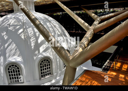 Singapore - May 15 2019: Interior of South East Asian Gallery of National Gallery Singapore with strong design elements and sunlight Stock Photo