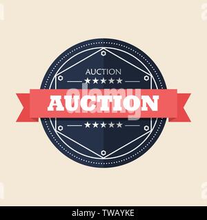 Auction badge design. Flat style vector illustration Stock Vector