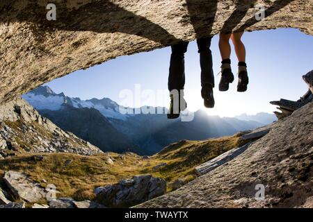 Austria, Tyrol, Zillertal Alps, hiker at Horn. Stock Photo