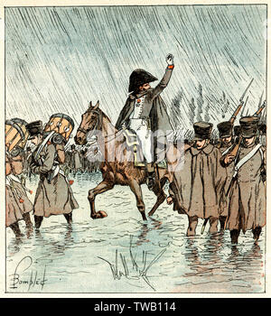 French troops marching in the rain Stock Photo