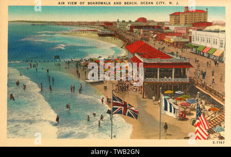 Boardwalk and Beach, Ocen City, New Jersey, USA Stock Photo