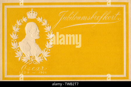 King Oscar II of Sweden - Jubilee Postcard Stock Photo