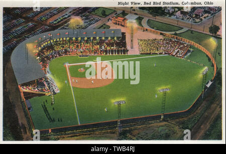 Night view, Red Bird Stadium, Columbus, Ohio, USA Stock Photo