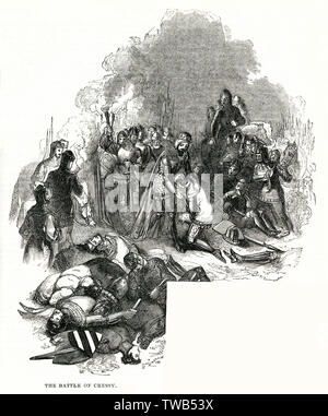 Scene at the Battle of Crecy, Picardy, France Stock Photo