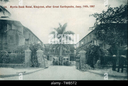 Jamaica, Myrtle Bank Hotel, Kingston, after Great Earthquake Stock Photo