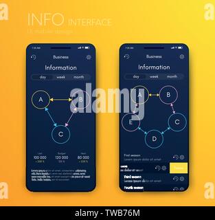 Vector graphics mobile infographics with three and five options. Template for creating mobile applications, workflow layout, diagram, banner, web Stock Vector
