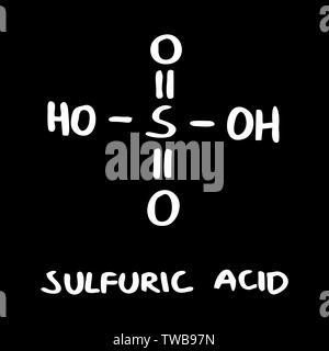 Freehand illustration of the Sulfuric acid formula on dark background Stock Vector