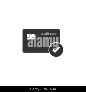 Credit card icon, verification sign. Vector illustration flat Stock Vector