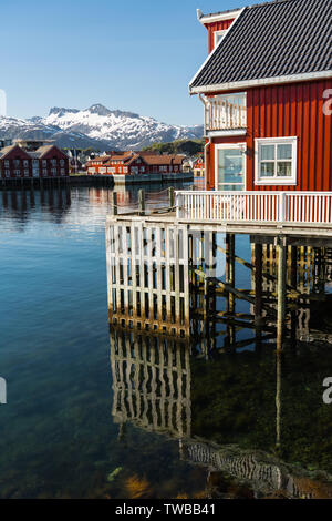 Svolvaer Harbour, Lofoten Islands, Norway , north of the arctic circle on a still spring day Stock Photo