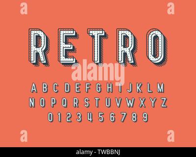 Retro font and alphabet. Stock vector illustration Stock Vector