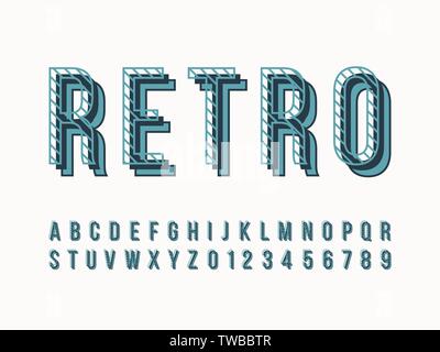 Retro font and alphabet. Stock vector illustration Stock Vector