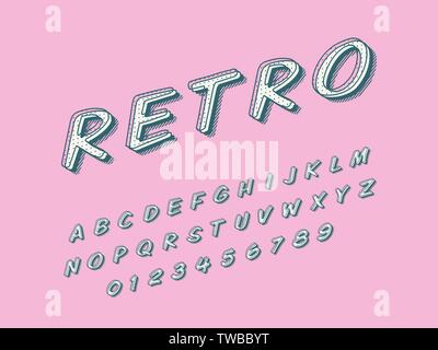 Retro font and alphabet. Stock vector illustration Stock Vector