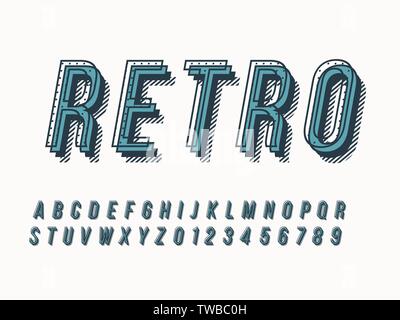 Retro font and alphabet. Stock vector illustration Stock Vector