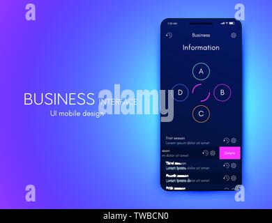 Vector graphics mobile infographics with four options. Template for creating mobile applications, workflow layout, diagram, banner, web design Stock Vector